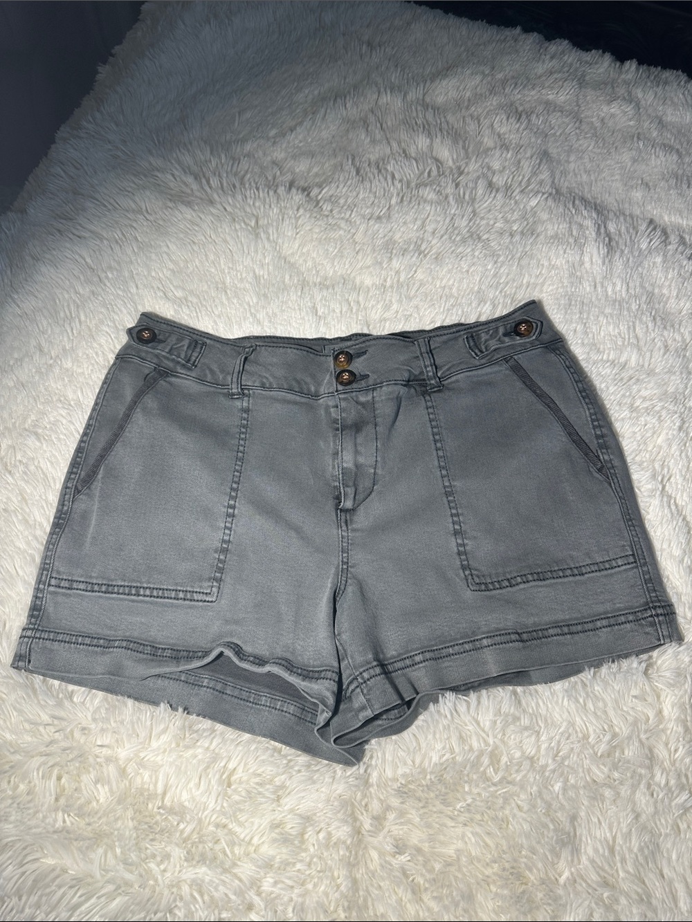 BKE Washed Gray Denim Patch-Pocket Shorts